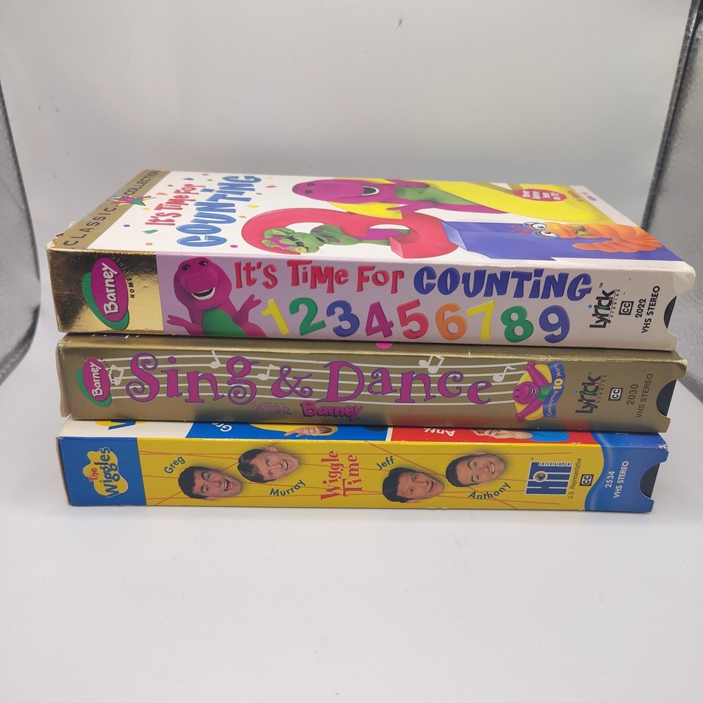 Barney and The Wiggles VHS Lot It's Time For Counting Sing & Dance Wiggle Time